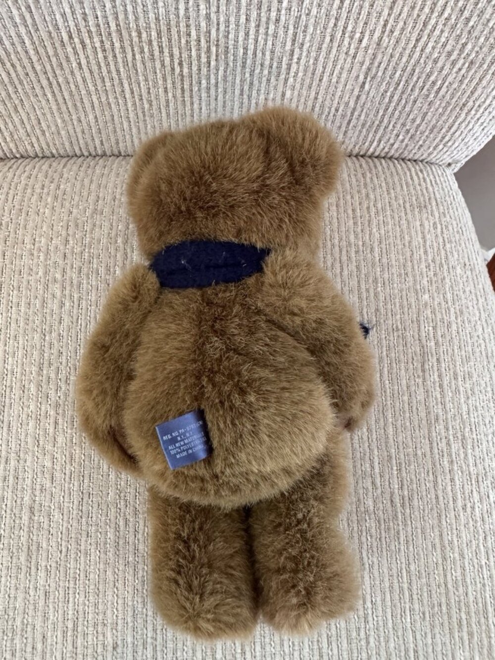 VTG Polo Ralph Lauren Teddy Bear 2001 Blue LOGO Scarf Plush Stuffed Animal - Picture 4 of 5